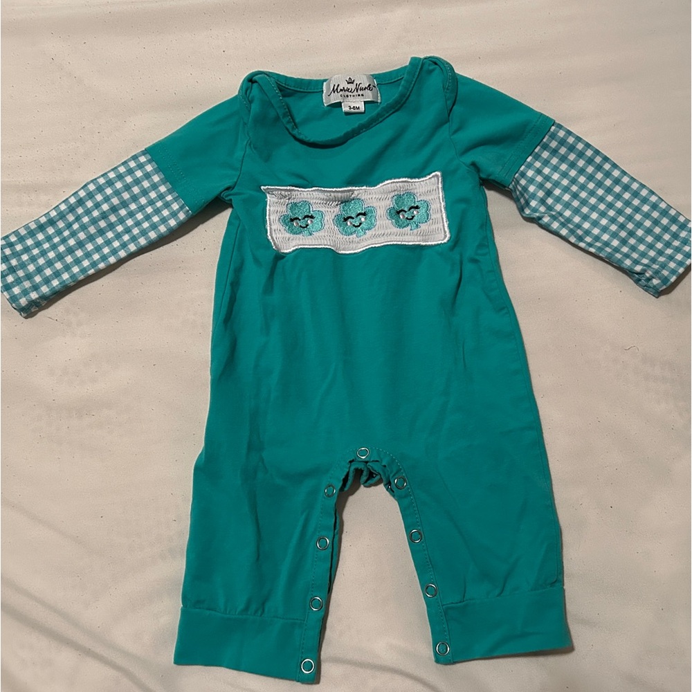 Marie Nicole St. Patrick’s Day Smocked Romper